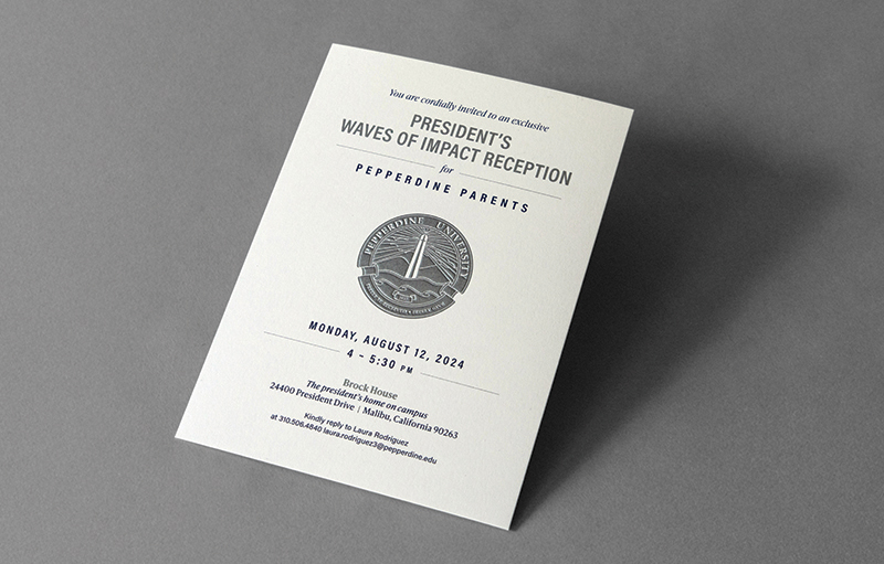 A embossed formal invitation