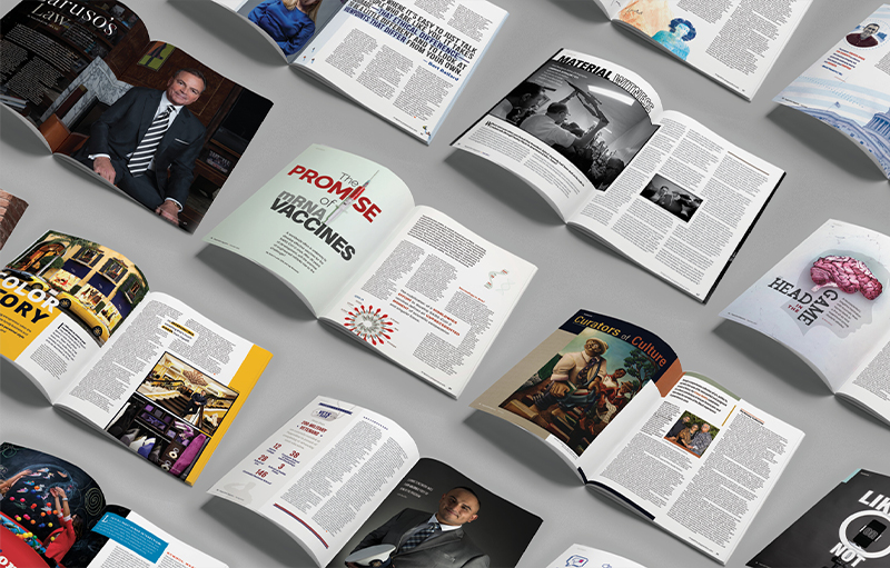 Magazine Art Direction with magazines in a pile